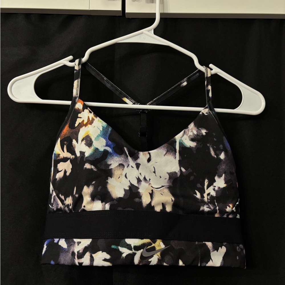 Nike Black Floral Sports Bra - M